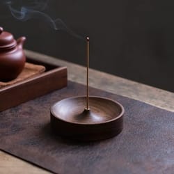 handmade black walnut wood incense stick holder round tea ceremony agarwood tray for home decor