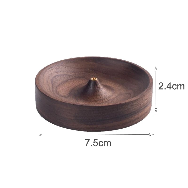 Handmade Black Walnut Wood Incense Stick Holder Round Tea Ceremony Agarwood Tray For Home Decor 5