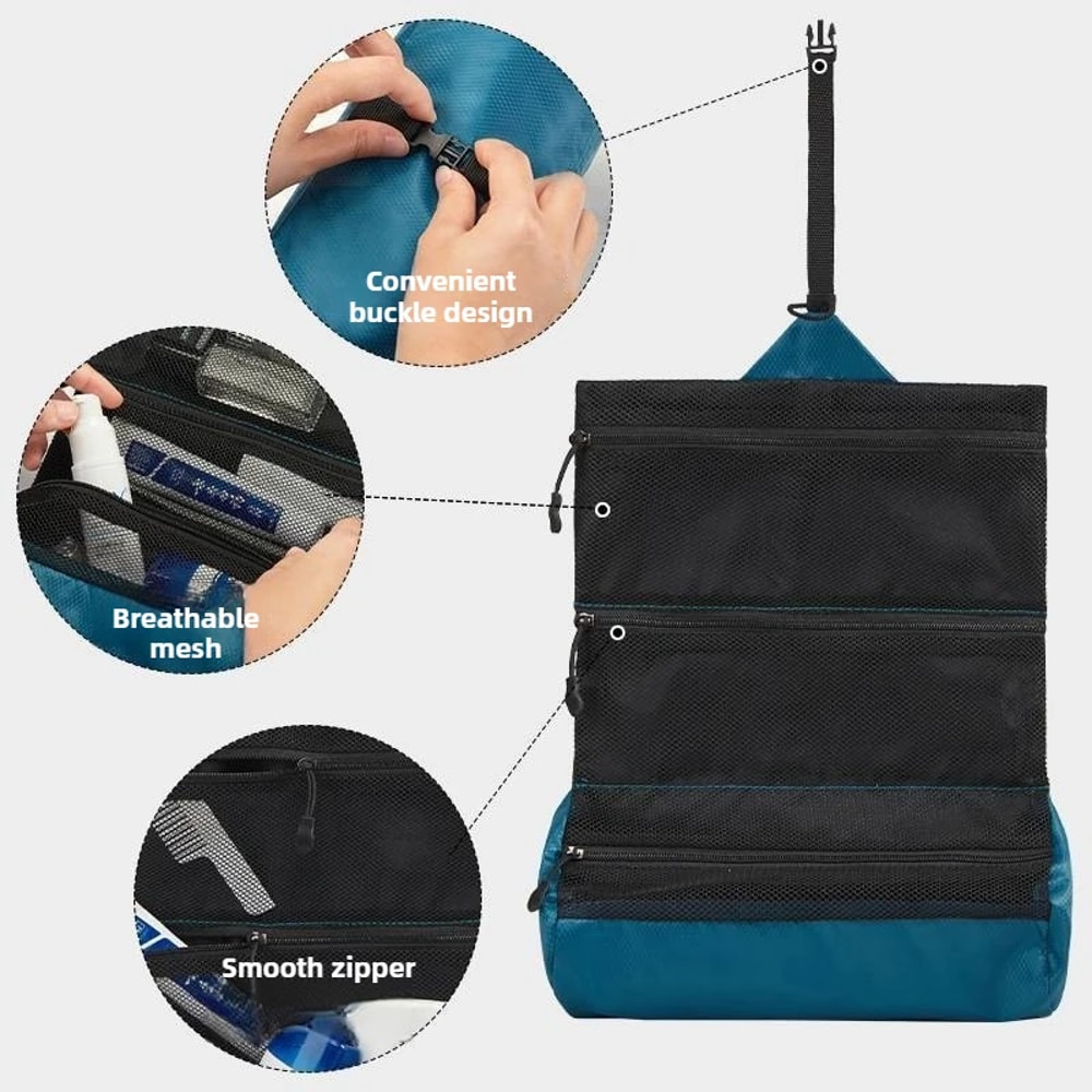 Premium Foldable Toiletry Organizer Waterproof Portable Washing Bag for Travel, Camping, Hiking, Business & Gym Storage