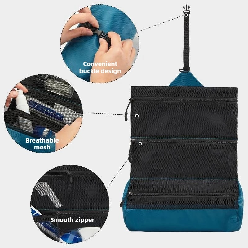Premium Foldable Toiletry Organizer Waterproof Portable Washing Bag for Travel, Camping, Hiking, Business & Gym Storage