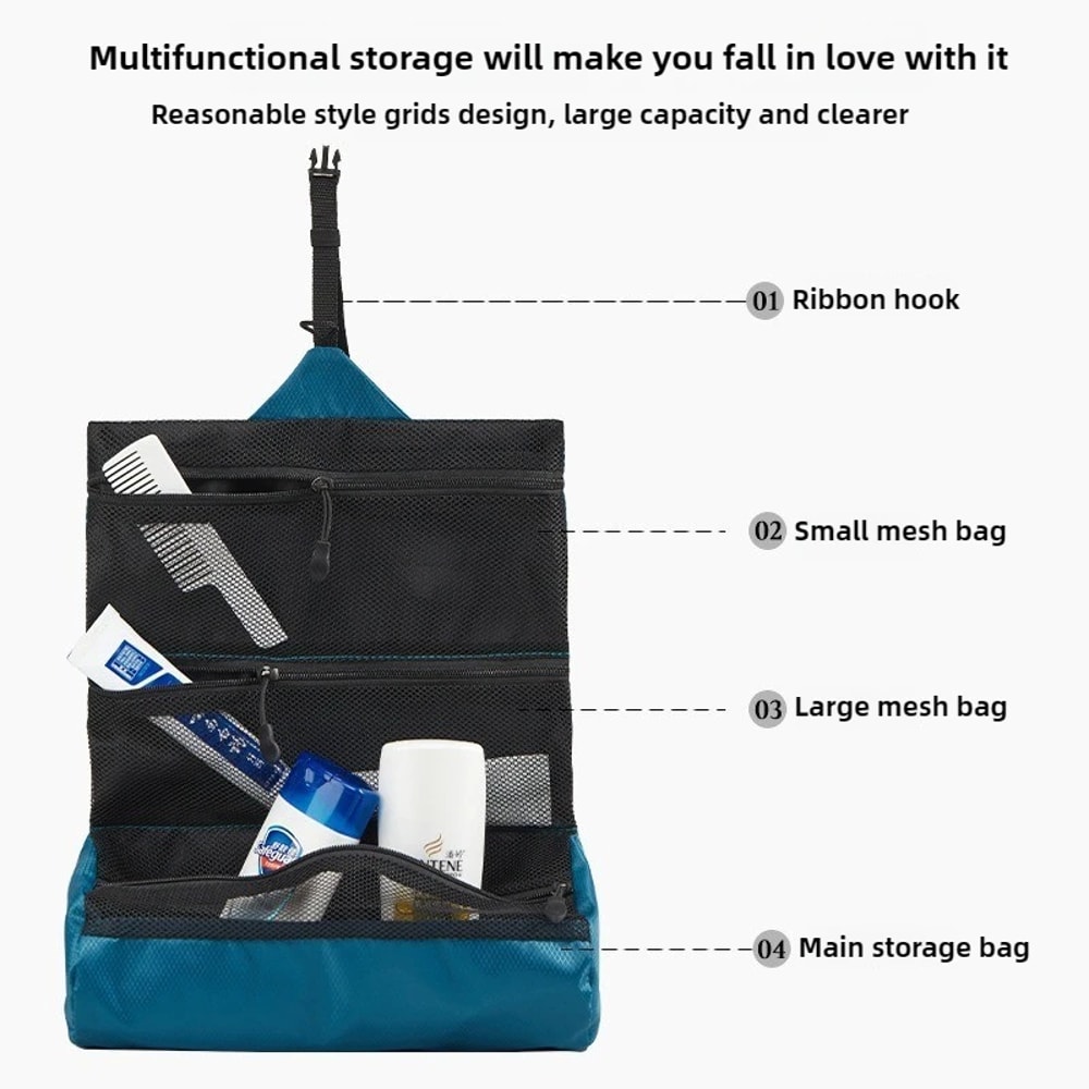 Premium Foldable Toiletry Organizer Waterproof Portable Washing Bag for Travel, Camping, Hiking, Business & Gym Storage