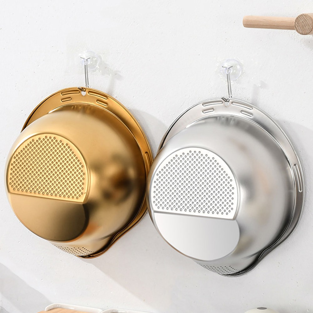 Stainless Steel Rice Washer Strainer Bowl Ideal for Washing Fruits, Vegetables & Grains