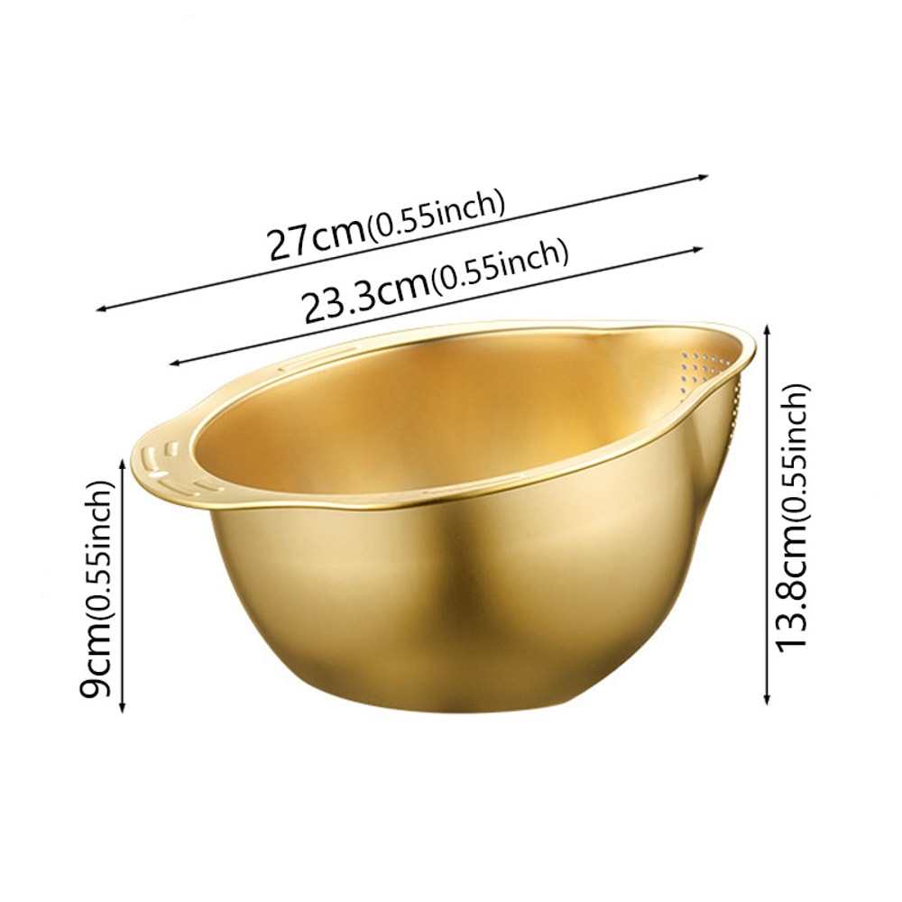 Stainless Steel Rice Washer Strainer Bowl Ideal for Washing Fruits, Vegetables & Grains