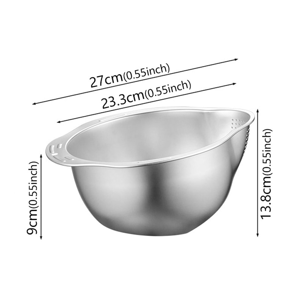 Stainless Steel Rice Washer Strainer Bowl Ideal for Washing Fruits, Vegetables & Grains
