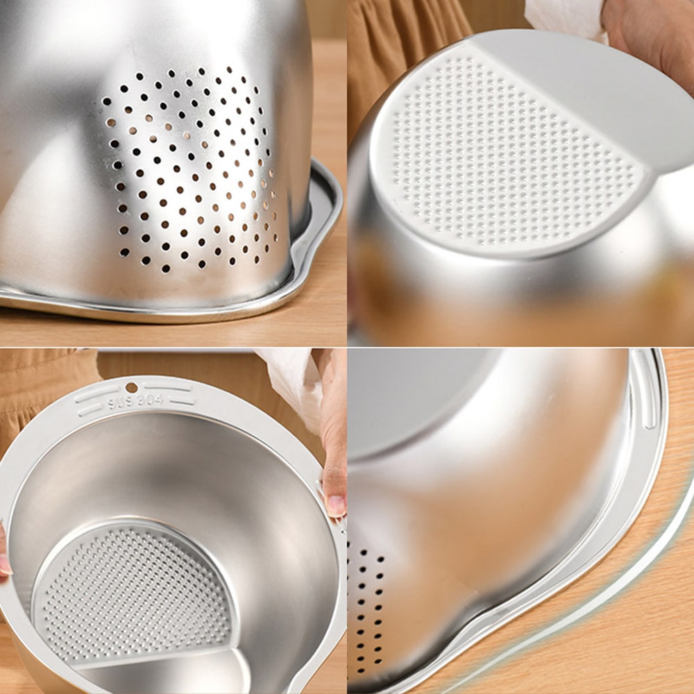 Stainless Steel Rice Washer Strainer Bowl Ideal for Washing Fruits, Vegetables & Grains