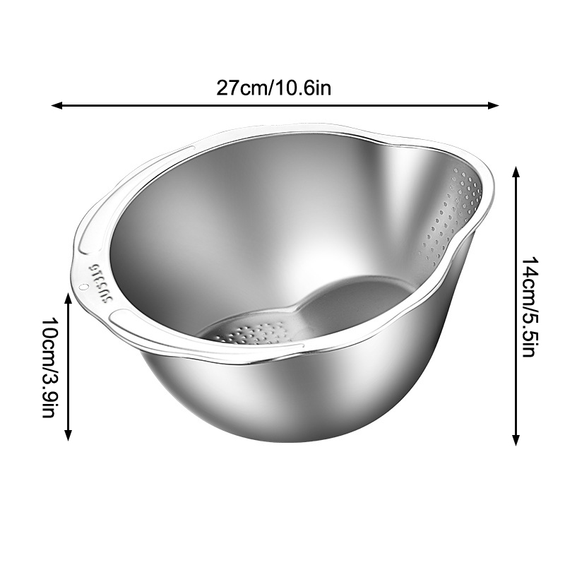 Stainless Steel Rice Washer Strainer Bowl Multi Purpose Sieve For Rice Fruit And Kitchen Straining 5