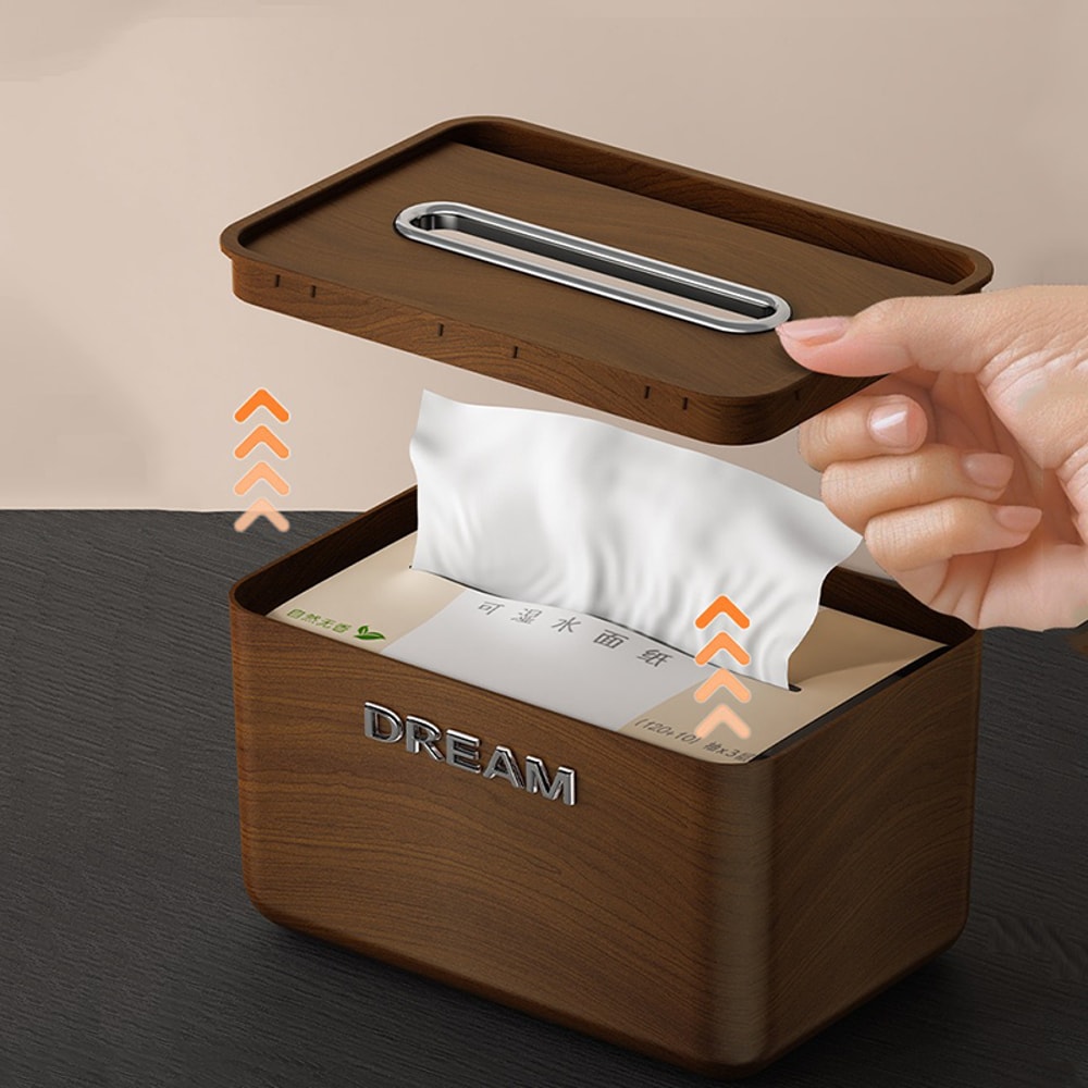 Elegant Walnut Wood Grain Tissue Box HighEnd Chinese Style For Living Room Office Dining Table 1