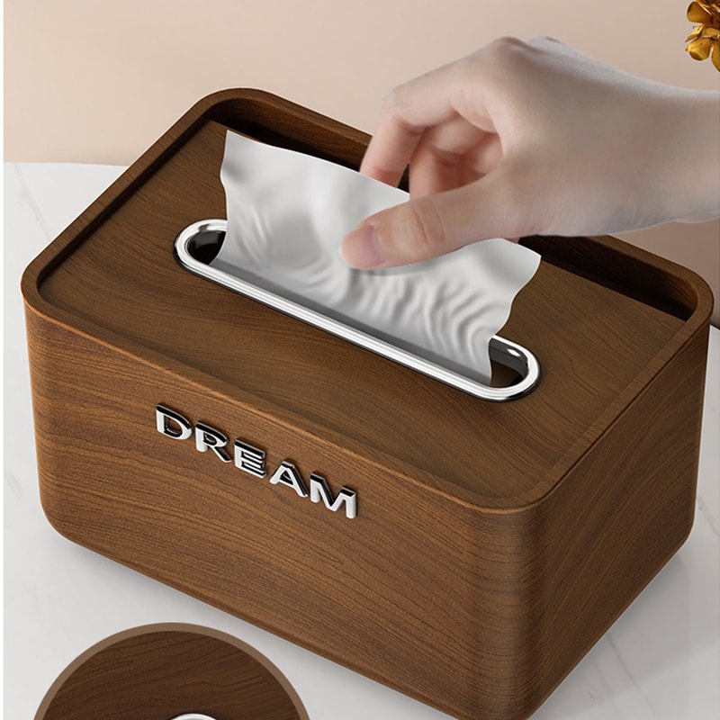 Elegant Walnut Wood Grain Tissue Box HighEnd Chinese Style For Living Room Office Dining Table 2