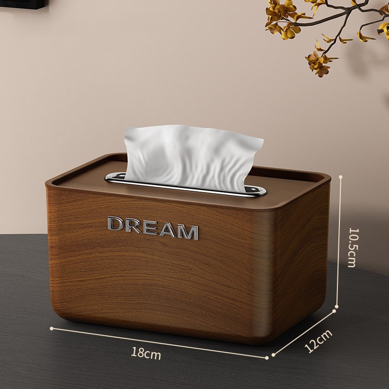 Elegant Walnut Wood Grain Tissue Box HighEnd Chinese Style For Living Room Office Dining Table 4