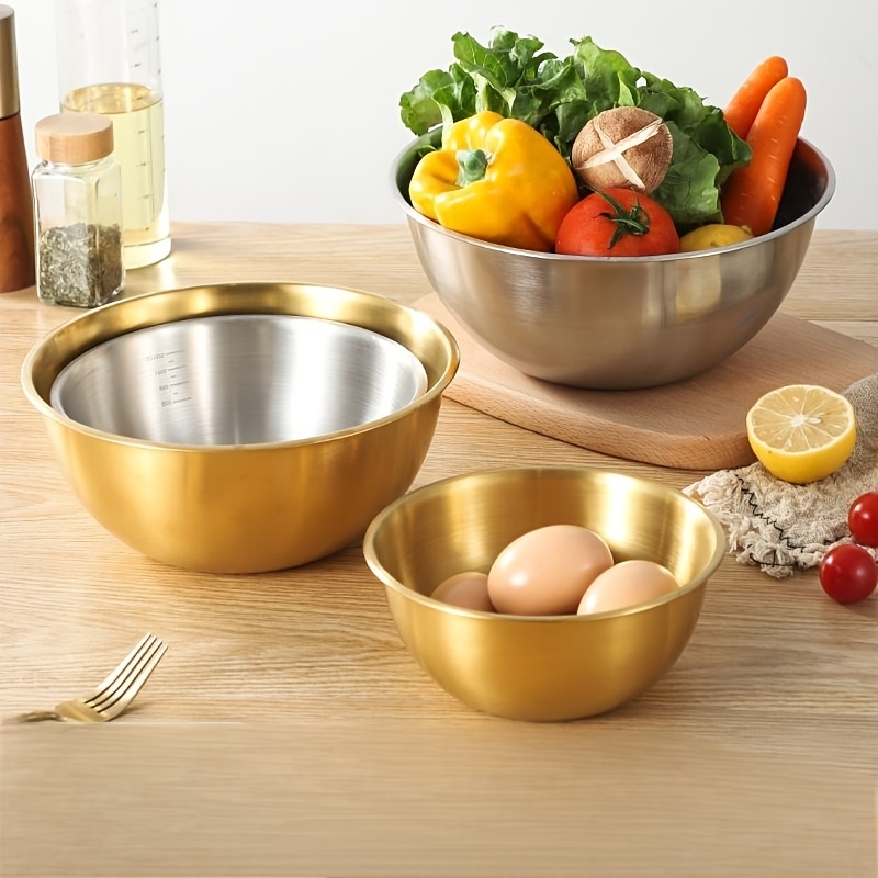 Stainless Steel Mixing Bowls Set For Kitchen Use Ideal For Mixing Kneading Dough And Serving Salads 1