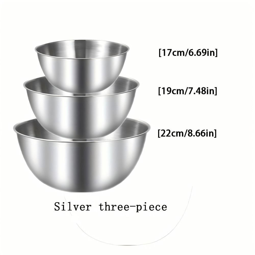 Stainless Steel Mixing Bowls Set For Kitchen Use Ideal For Mixing Kneading Dough And Serving Salads 4