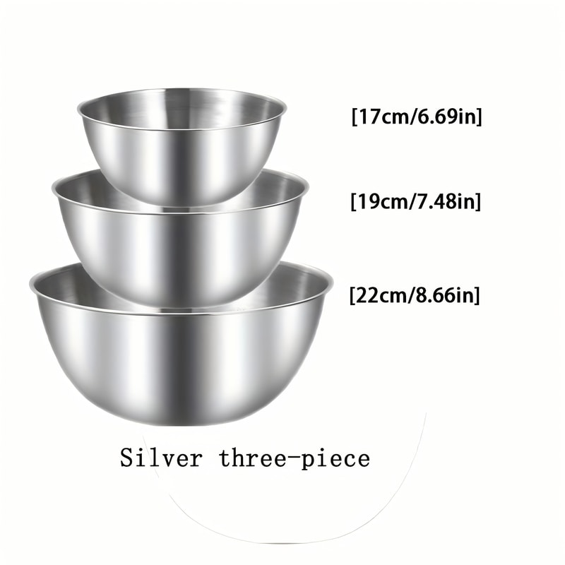 Stainless Steel Mixing Bowls Set For Kitchen Use Ideal For Mixing Kneading Dough And Serving Salads 4