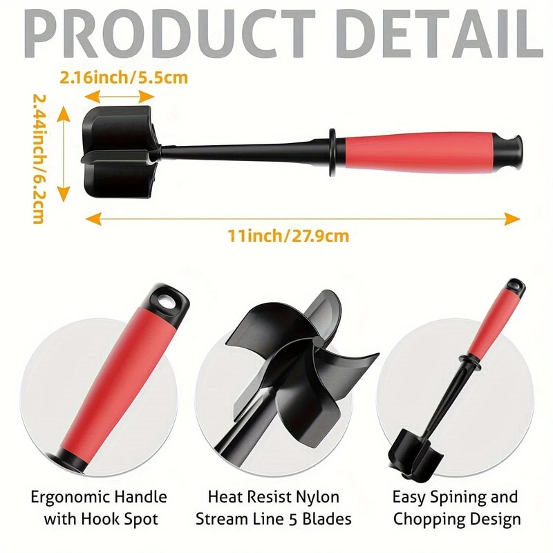Meat Chopper Masher Heavy Duty NonStick Dishwasher Safe 2