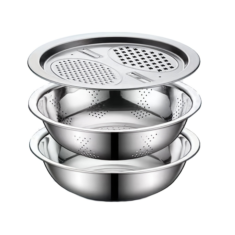 Stainless Steel Kitchen Set Grinder Strainer Bowl Combo With Drain System Dishwasher Safe For Frui 4