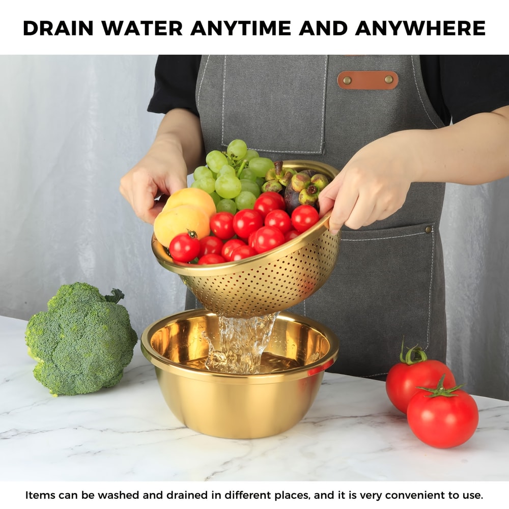 Stainless Steel Strainer Steamer Set Heavy Duty Rustproof Dishwasher Safe 3