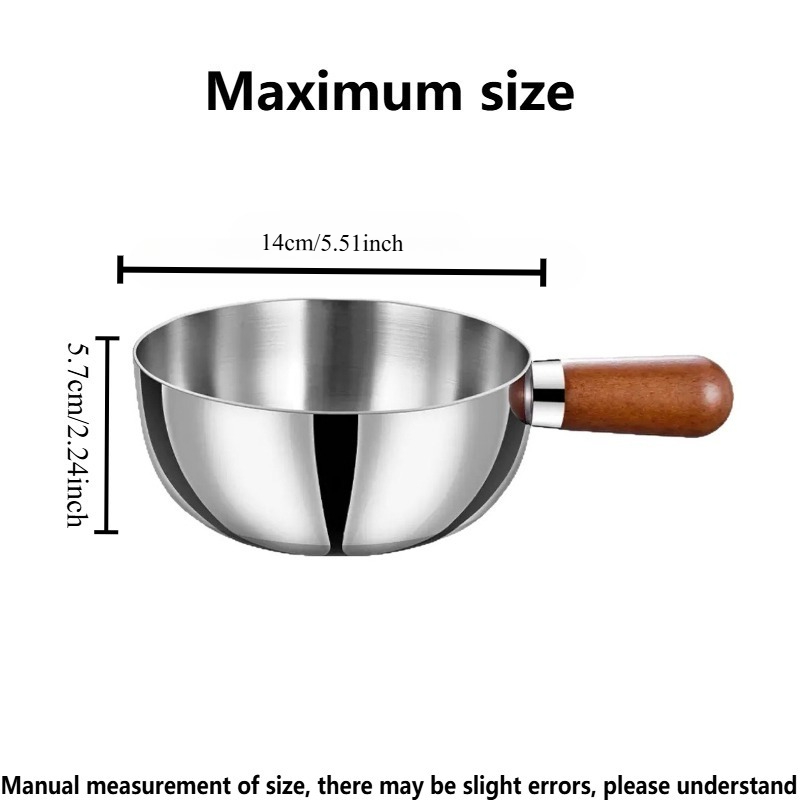 Stainless Steel Mini Pot With Wood Handle Saucepan For Camping Dorm Kitchens 5