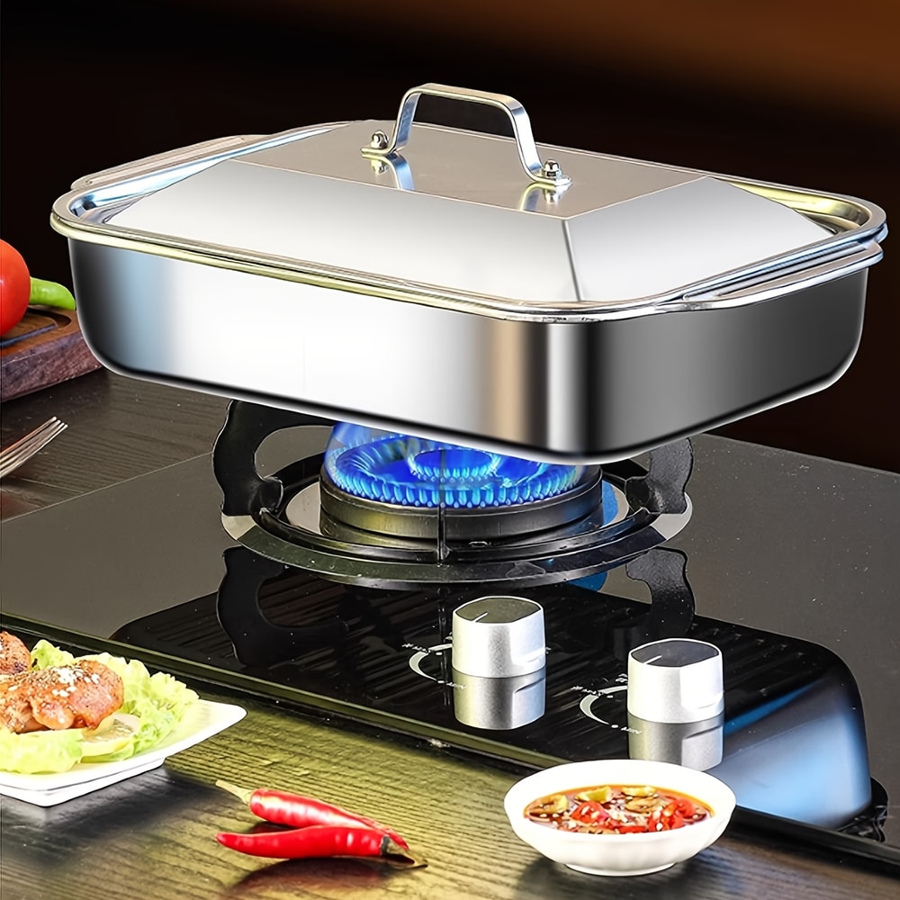 Stainless Steel Baking Pan Set With Lids Deep Dish Cookware For Fish Pasta And Grilling Oven Dishw 0