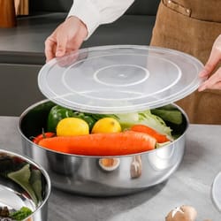 large stainless steel mixing bowls rust resistant for dough kneading, pasta making, and vegetable washing