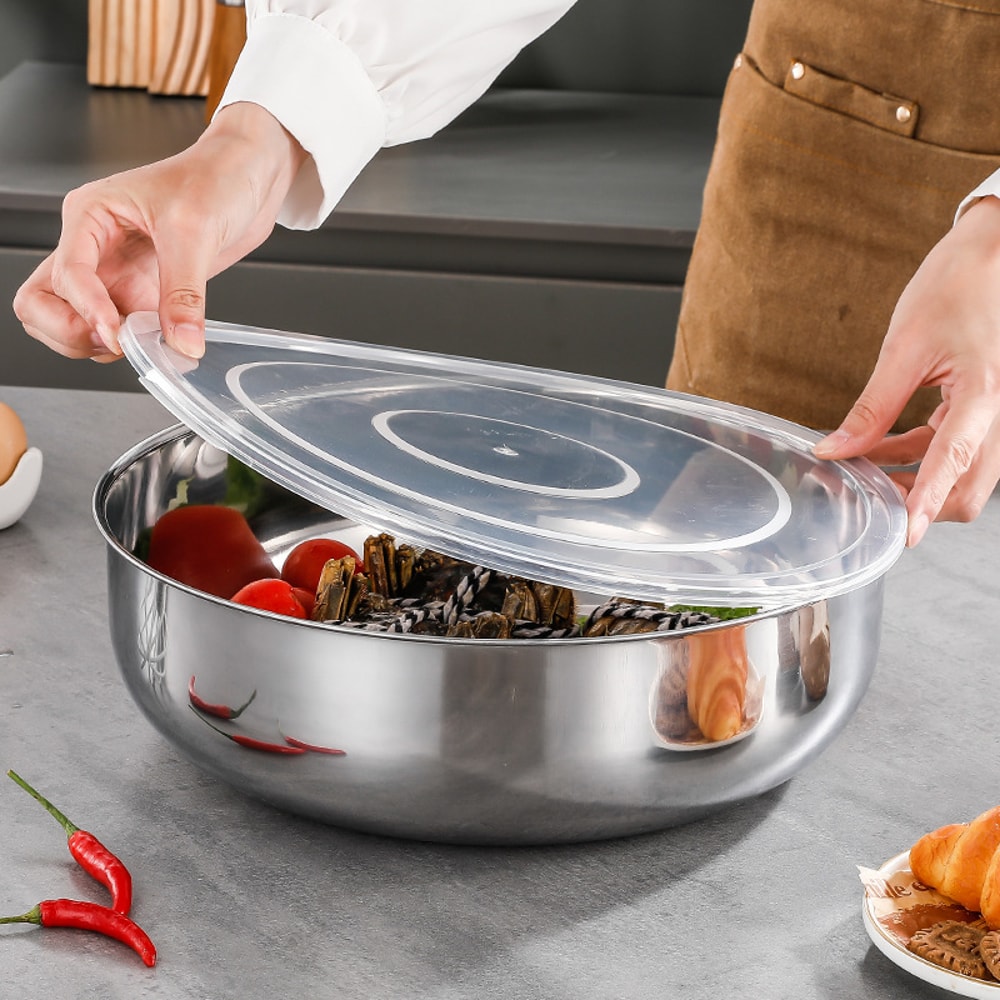 Large Stainless Steel Mixing Bowls Rust Resistant for Dough Kneading, Pasta Making, and Vegetable Washing