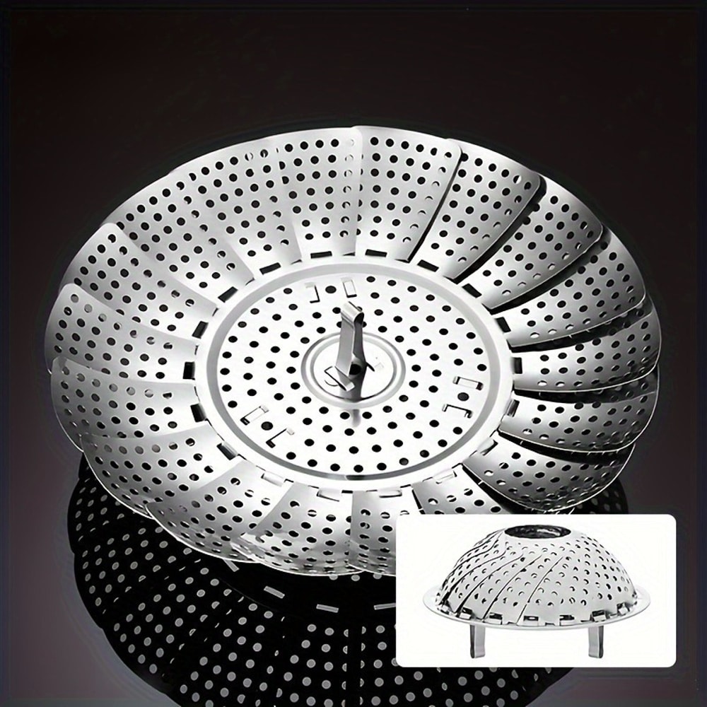 Stainless Steel Steamer Basket Foldable Steamer Rack For Pots Durable Easy To Clean Veggie Stea 0