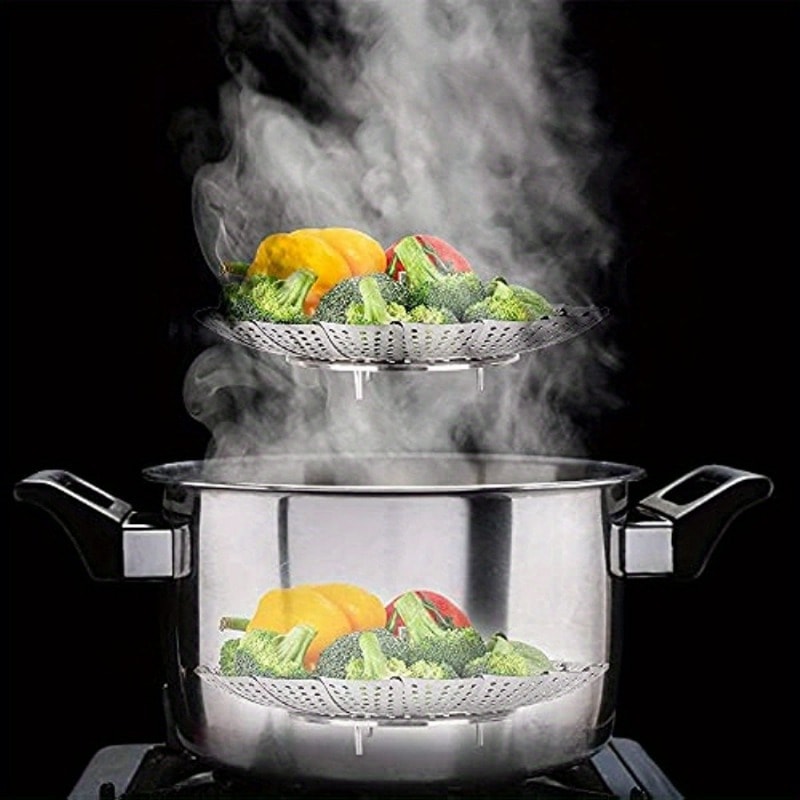Stainless Steel Steamer Basket Foldable Steamer Rack For Pots Durable Easy To Clean Veggie Stea 2