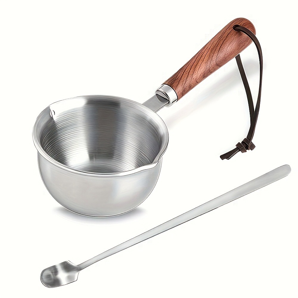 Stainless Steel Pot With Wooden Handle Dishwasher Safe For Cooking Candle Wax Melting 0