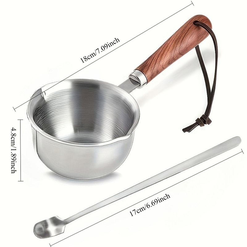 Stainless Steel Pot With Wooden Handle Dishwasher Safe For Cooking Candle Wax Melting 4
