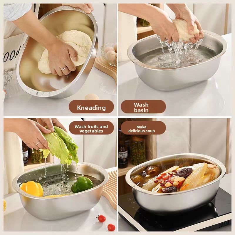 Heavy Duty Stainless Steel Mixing Bowl For Dough Kneading Vegetables FoodGrade Dishwasher Safe 2