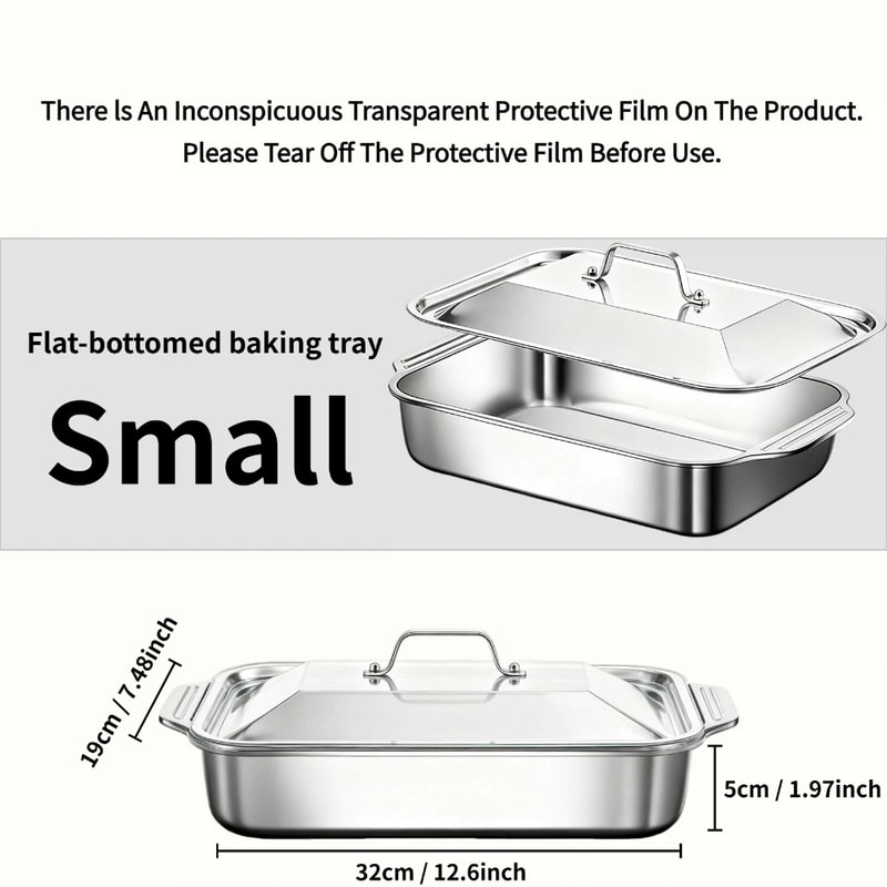 NonStick Stainless Steel Baking Pan With Lid Perfect For Casserole Pie And Roasting Ideal For Comme 5