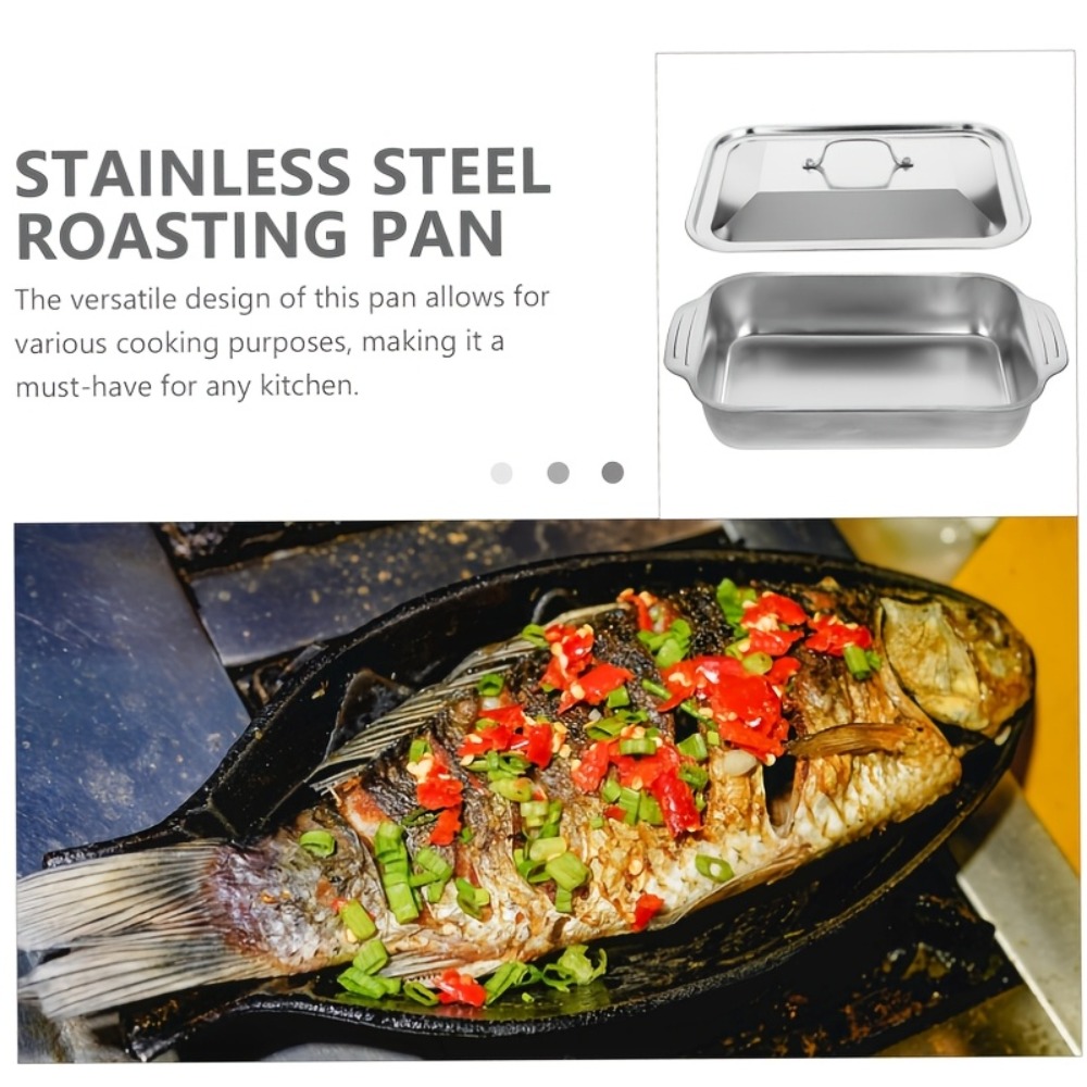 NonStick Stainless Steel Baking Pan With Lid Perfect For Casserole Pie And Roasting Ideal For Comme 2