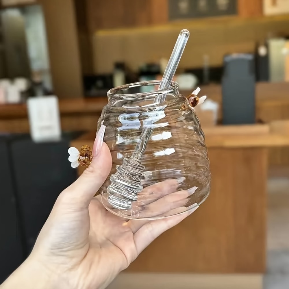 AnimalThemed Borosilicate Glass Honey Jar With Lid Perfect For Kitchen Dining 2