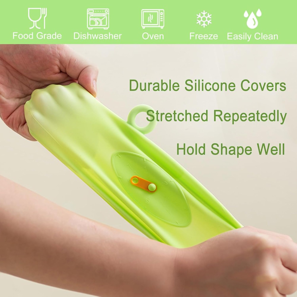 Silicone Stretch Food Covers EcoFriendly Reusable Lids With Pull Tab Weekly Tracker For BowlsJarsC 3