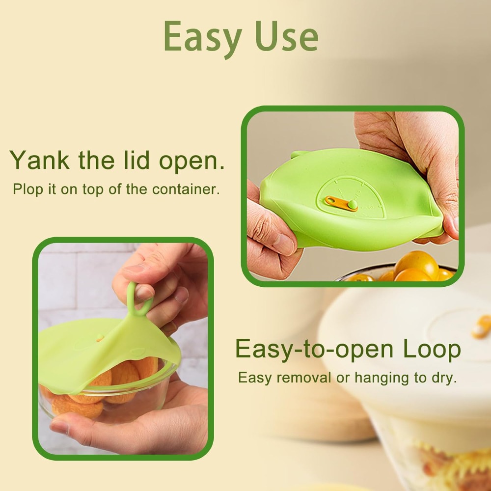 Silicone Stretch Food Covers EcoFriendly Reusable Lids With Pull Tab Weekly Tracker For BowlsJarsC 2