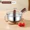 Stainless Steel Saucepan with Glass Lid & Wooden Handle Multipurpose Cooking Pot for Frying, Sauteing & Serving Food