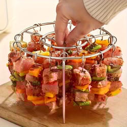 air fryer skewers rack stainless steel kabob skewers for healthy oil-free cooking of chicken & vegetables