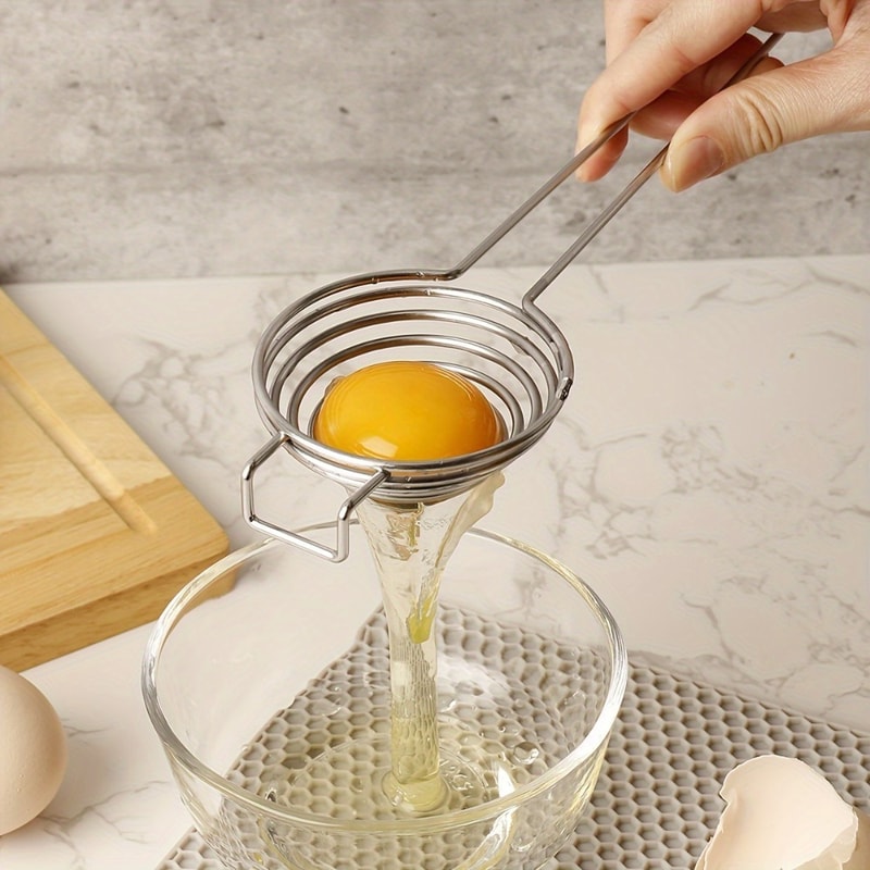 Stainless Steel Egg Separator Tool Extended Handle Yolk White Separator For Quick Baking 1