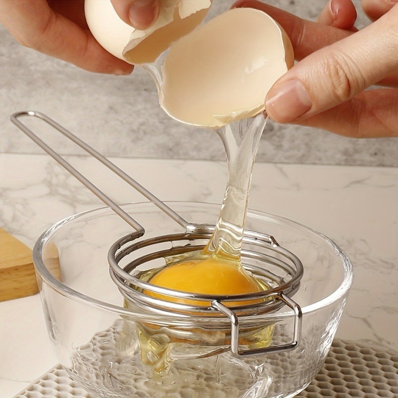 Stainless Steel Egg Separator Tool Extended Handle Yolk White Separator For Quick Baking 2