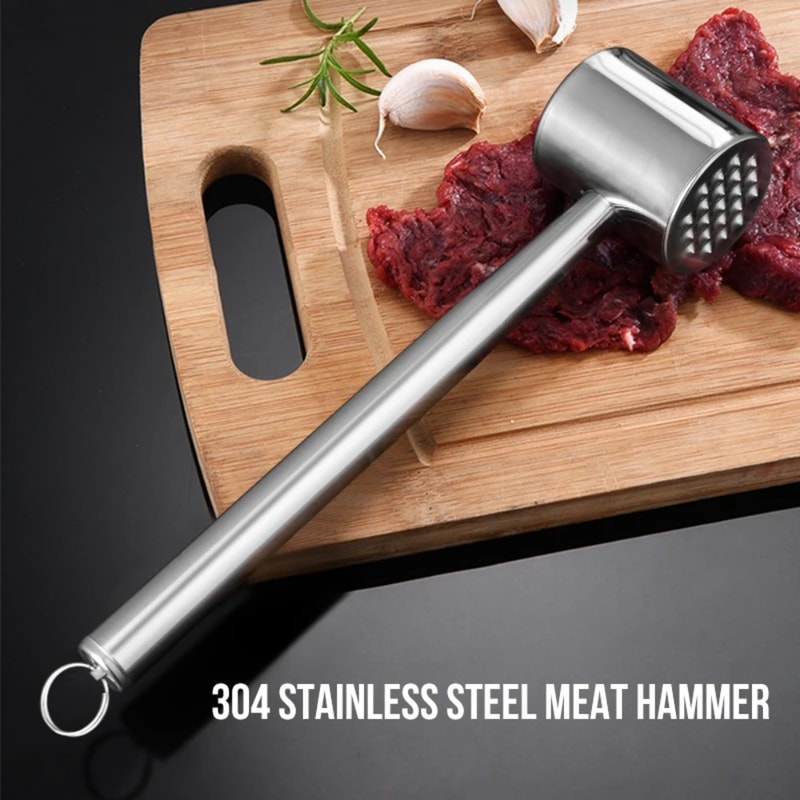 Stainless Steel Meat Tenderizer Hammer Knock Loose Beef Mace For Steaks 1