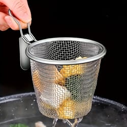 stainless steel spider strainer skimmer commercial noodle soup hot pot ladle with hook, kitchen tool