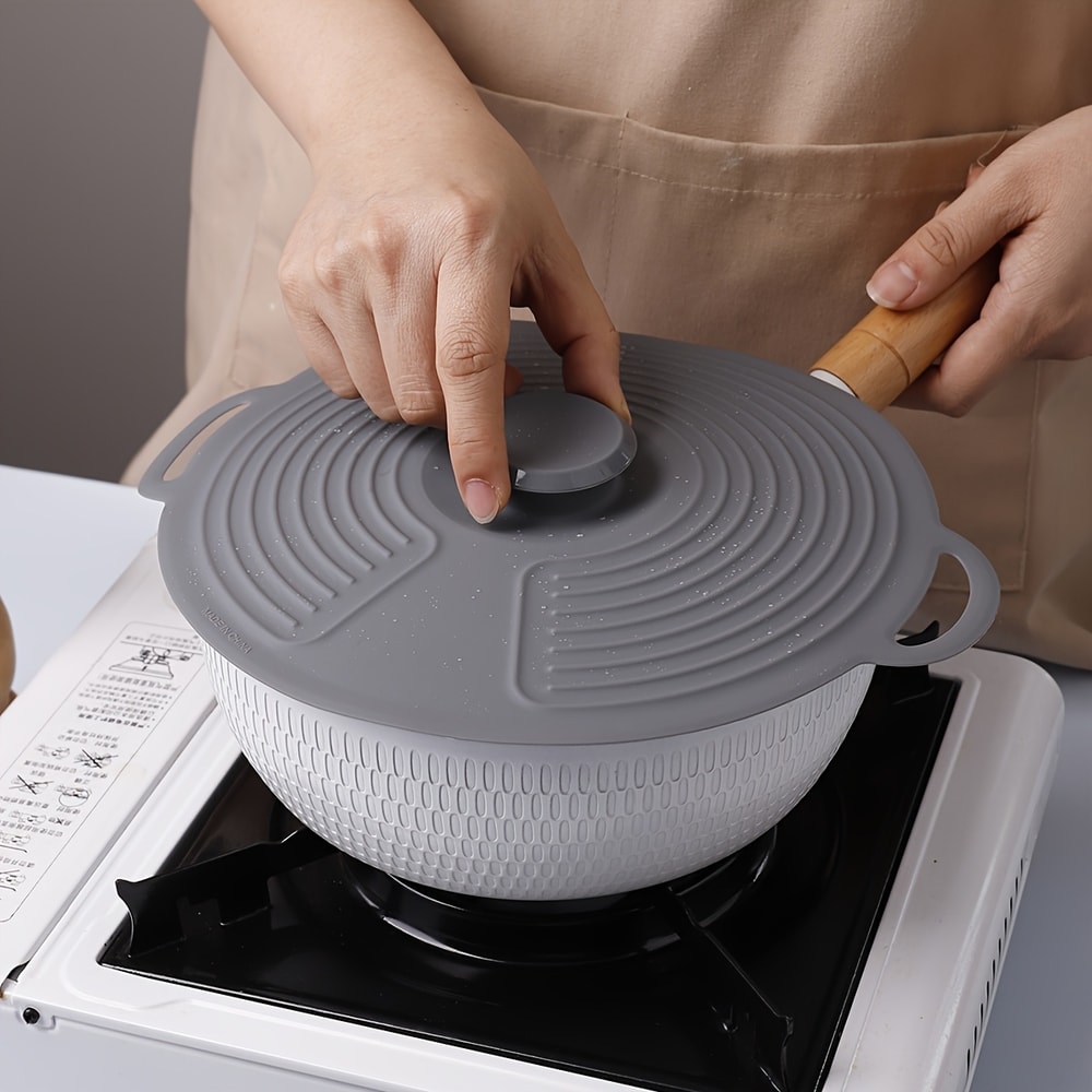 Reusable Silicone Pot Cover Set HeatResistant Microwave Lid With Suction Cup Seal 0