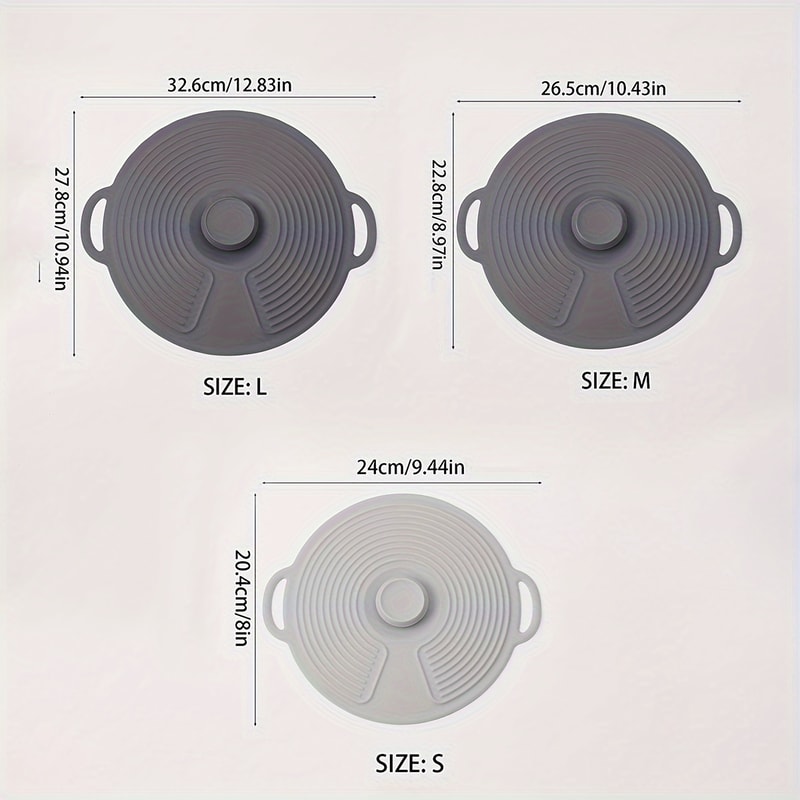 Reusable Silicone Pot Cover Set HeatResistant Microwave Lid With Suction Cup Seal 6