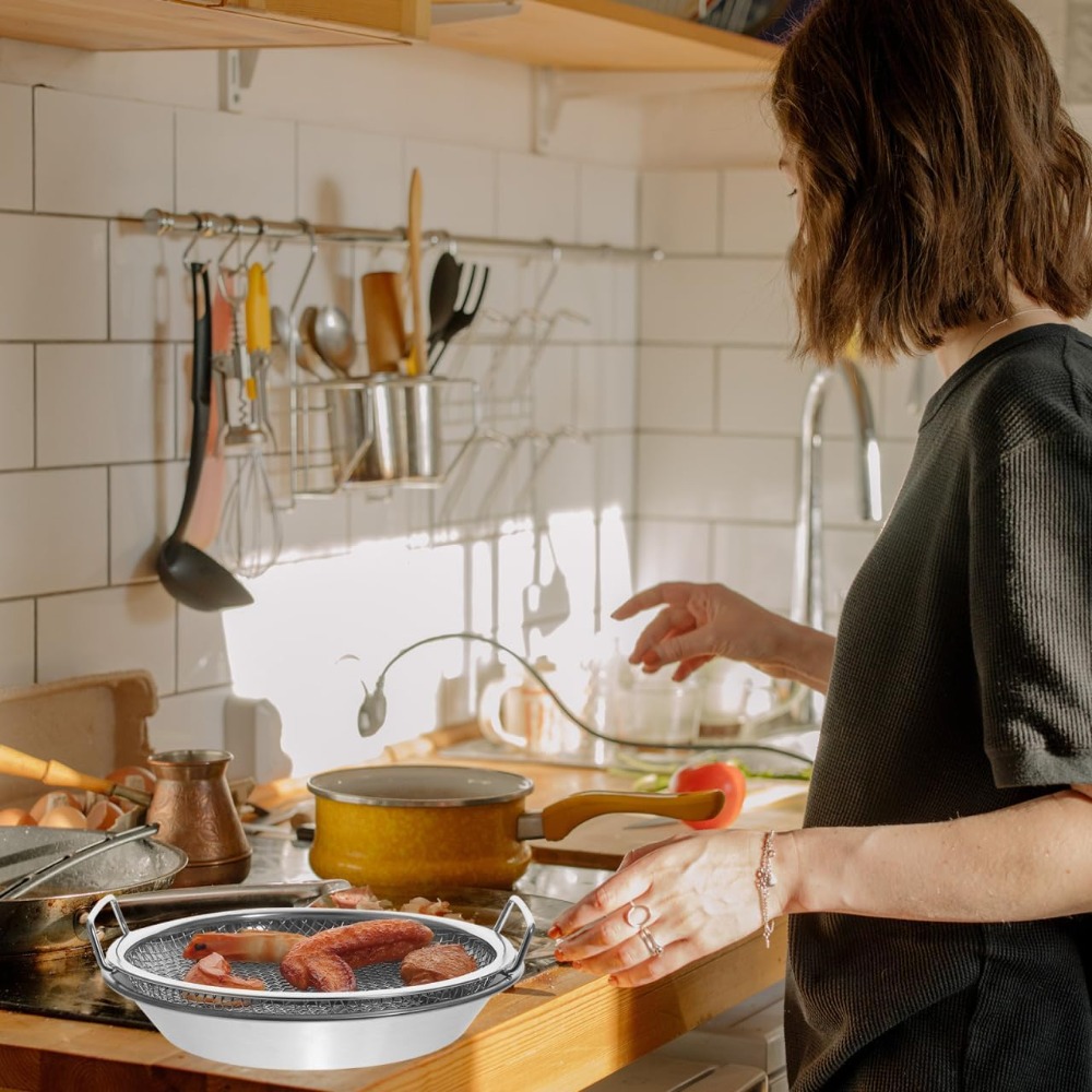 Stainless Steel Oil Filter Tray With Handle Strainer Basket For Frying And Grilling 2