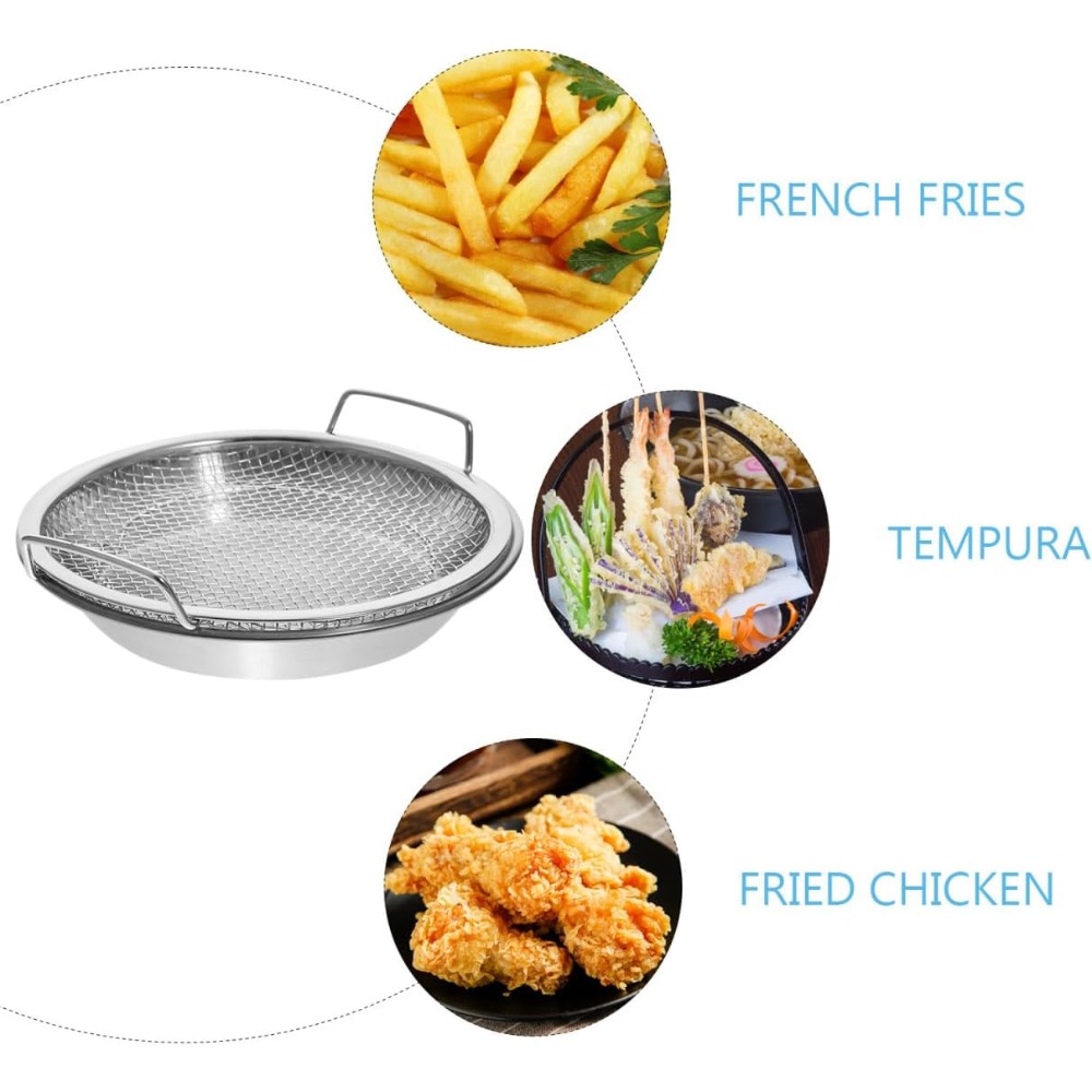 Stainless Steel Oil Filter Tray With Handle Strainer Basket For Frying And Grilling 3