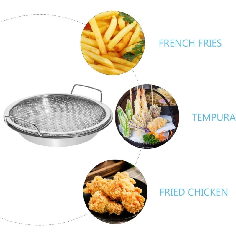 Stainless Steel Oil Filter Tray With Handle Strainer Basket For Frying And Grilling 3
