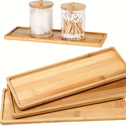 bamboo serving tray round tea tray for bathroom counter, wooden vanity organizer for home decor