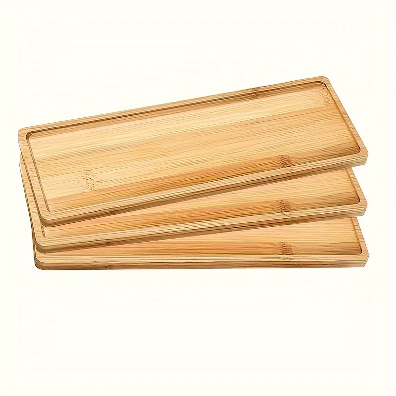 Bamboo Serving Tray Round Tea Tray for Bathroom Counter, Wooden Vanity Organizer for Home Decor