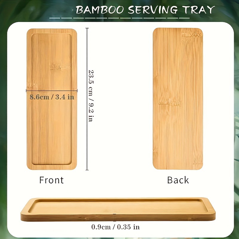 Bamboo Serving Tray Round Tea Tray for Bathroom Counter, Wooden Vanity Organizer for Home Decor