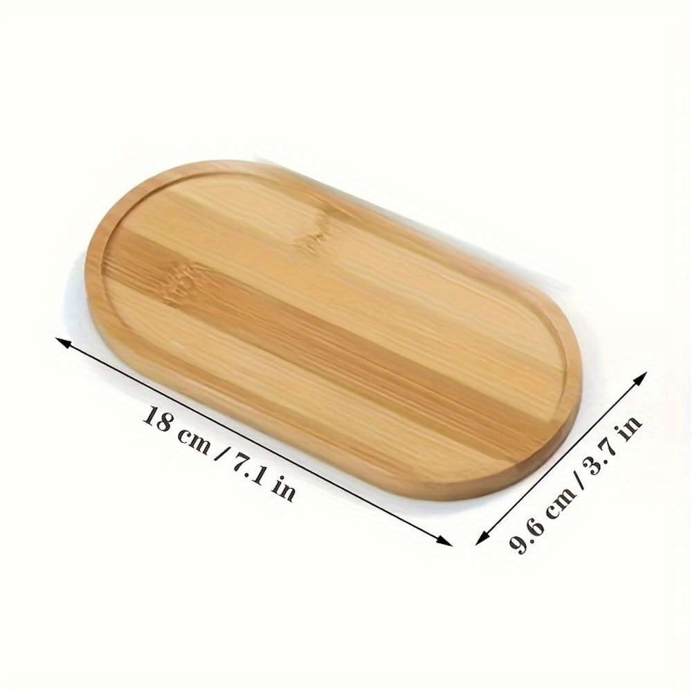 Bamboo Serving Tray Round Tea Tray for Bathroom Counter, Wooden Vanity Organizer for Home Decor