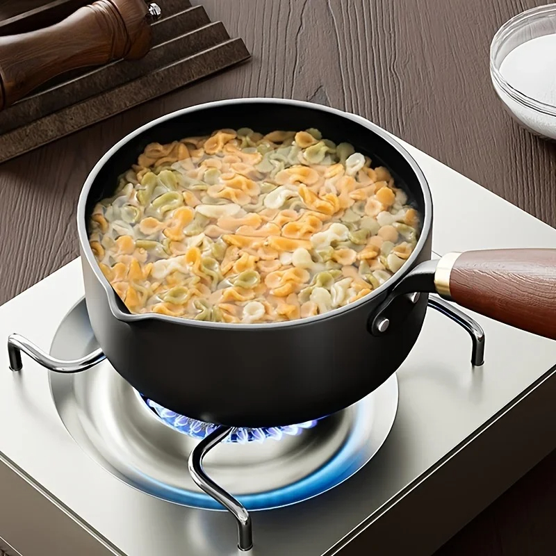 Induction Compatible Milk Pot With Wooden Handle Small Saucepan For Boiling Milk Soup Noodles 2