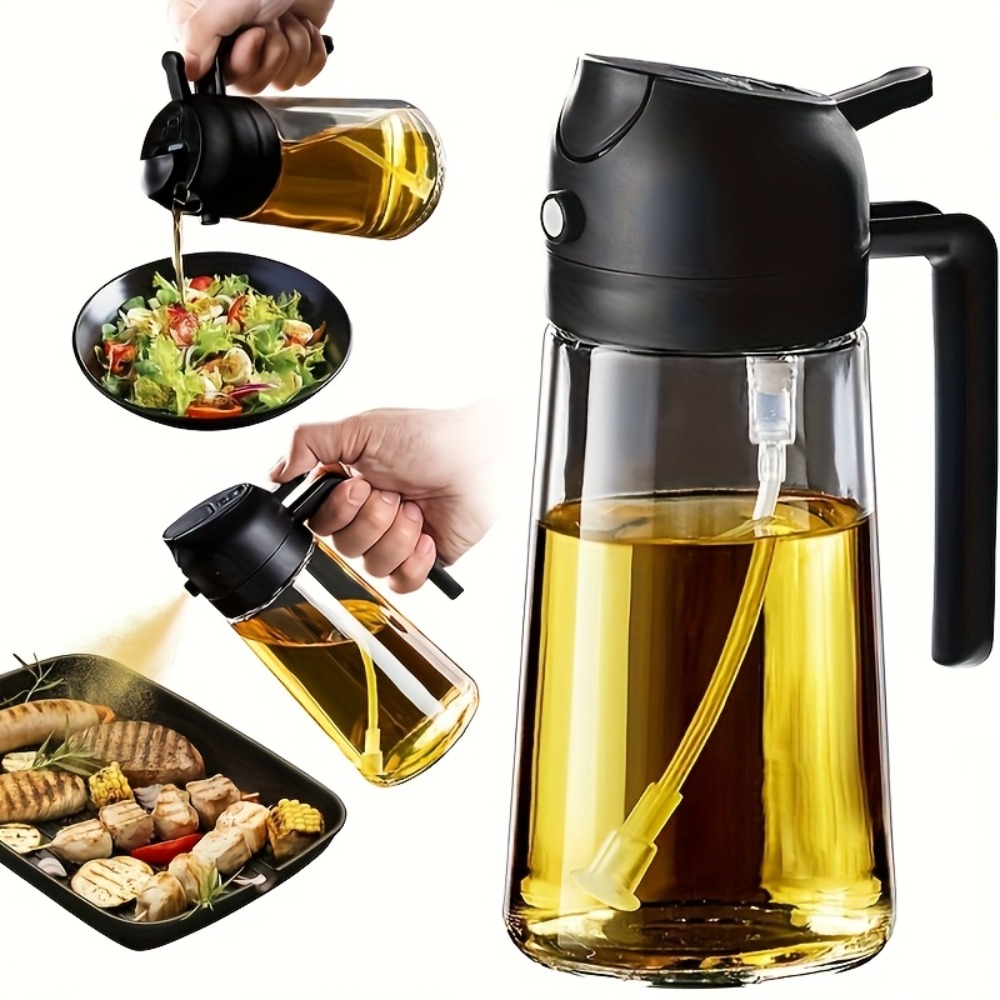 Leakproof Dual Oil Dispenser Bottle BPA Free Plastic For Cooking Salad BBQ And Air Fryer Easy Clean 1